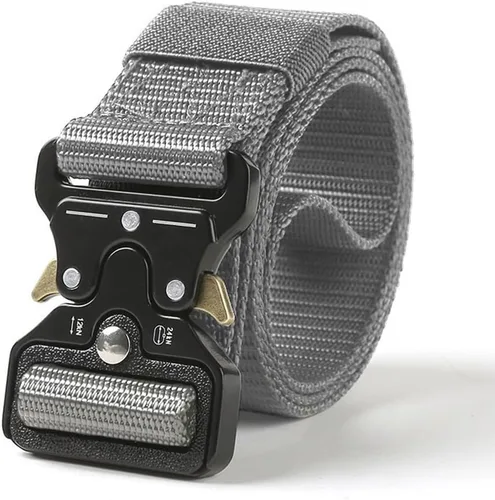 Vista 12 de Cinturón táctico para hombre, resistente hebilla de metal de liberación rápida, ajustable, estilo militar, cinturones de nailon