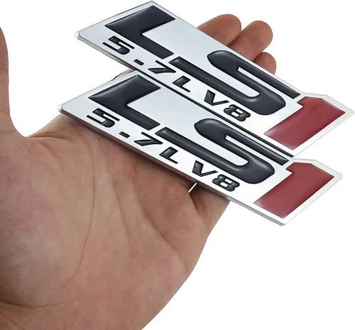 Vista 2 de 2 calcomanías LS1 5.7L V8 para guardabarros, placa de identificación (rojo cromado)