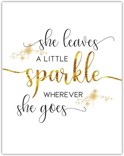 Vista 8 de Arte de pared motivacional para decoración de oficina para hombres y mujeres: "She Leaves a Little Sparkle Wherever She Goes" - Decoración de pared