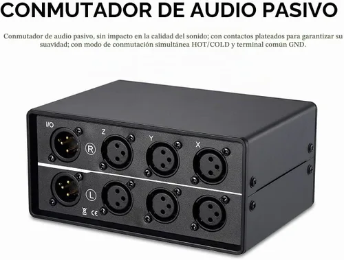 Vista 7 de Nobsound Interruptor de audio XLR 3 en 1 salida; convertidor de audio equilibrado; selector de audio pasivo estéreo de 3 vías