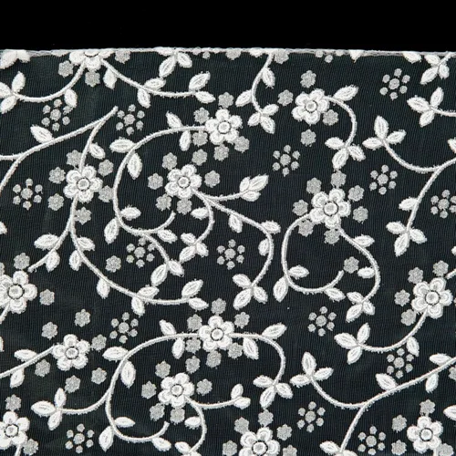 Vista 4 de Velo de capilla de diseño floral blanco católico con borlas 54 pulgadas