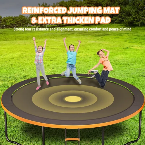 Vista 5 de Kiivakii Outdoor Trampoline Naranja + aro de baloncesto