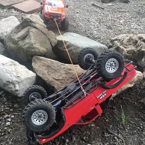 Vista 5 de 1/10 RC Crawler - Cuerda de escape elástica de fuerza, correa de cabrestante cinética, accesorios RC a escala 1/10, gancho de remolque de rescate