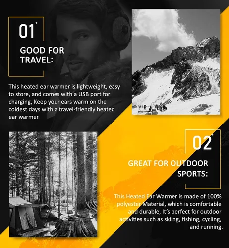 Vista 5 de Aroma Season Calentador de oídos térmico para hombres y mujeres, 2 modos de calefacción, orejeras eléctricas para deportes de invierno, viajes