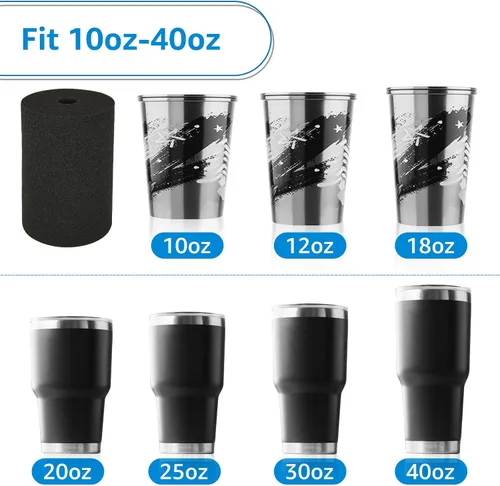 Vista 4 de LANIAKEA Espuma para voltear tazas, 12 piezas de insertos de espuma para manualidades de vasos de 10 a 40 onzas, insertos de girador de vaso negro