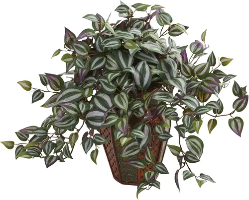 Vista 4 de Nearly Natural Planta artificial judía errante en maceta decorativa Verde
