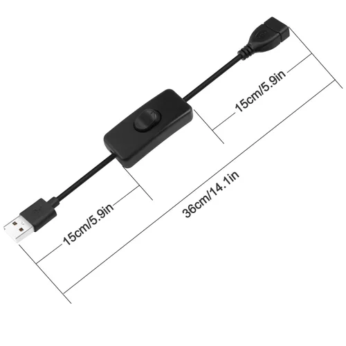 Vista 5 de Cable de extensión USB, 4 unidades, 5 V, macho a hembra, extensor con interruptor, adecuado para ventilador USB de 5 V, tira LED, lámpara