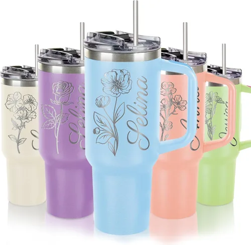 Vista 11 de Vaso de café aislado personalizado con nombre de texto, número de equipo, vaso de acero inoxidable grabado de 16 onzas, regalo personalizado