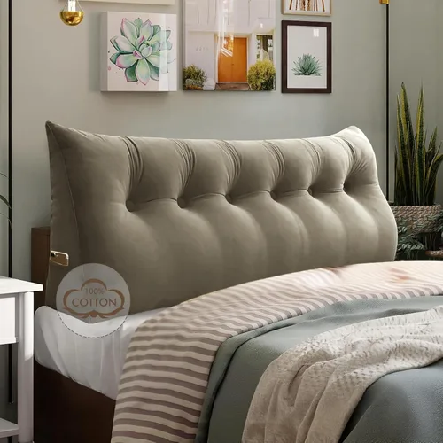 Vista 31 de WOWMAX Almohada para cabecero de terciopelo 100% algodón, tamaño individual, soporte de espalda de cuña, cojín de lectura para cama y diván, cojín