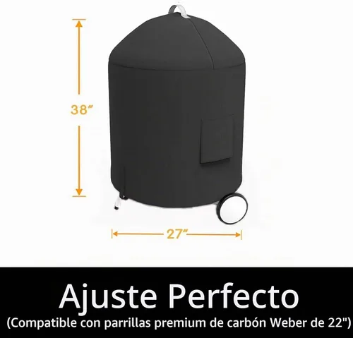 Vista 2 de GRISUN Cubierta de parrilla negra 600D para parrillas Weber de carbón de 22
