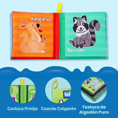 Vista 5 de JOYIN 12 libros de baño, tela no tóxica, libros de tela suave arrugada, impermeables, para bañera y piscina y educación temprana, primeros juguetes