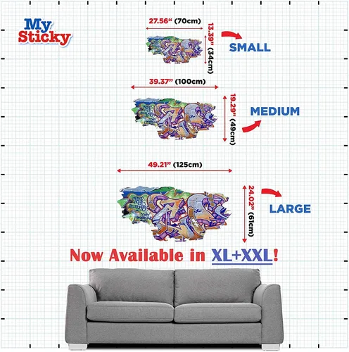 Vista 6 de Calcomanía de pared de graffiti con borde de hormigón profundo, calcomanía de vinilo personalizada (MYS107-S)