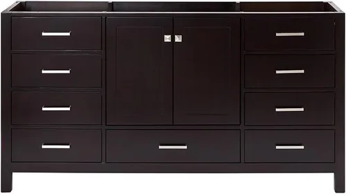 Vista 87 de ARIEL Cambridge Mueble base de tocador de baño de 36 pulgadas, madera maciza, 2 puertas de cierre suave, 5 cajones de cola de milano, roble marrón
