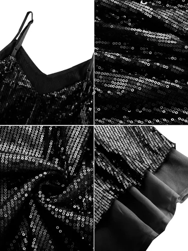 Vista 7 de SATINIOR Camiseta sin mangas de lentejuelas brillantes para mujer, chaleco de lentejuelas brillantes, chaleco de lentejuelas para fiesta de Navidad