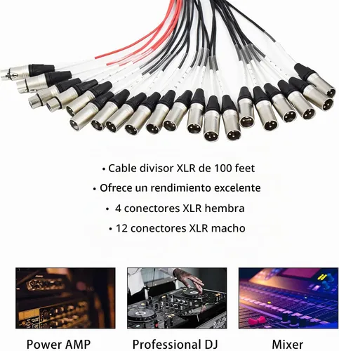 Vista 6 de PRORECK Cables Serpiente de Placa de Circuito de Envío XLR de Perfil Bajo de 16 Canales, Cable Divisor XLR para En Vivo, Grabación, Escenario