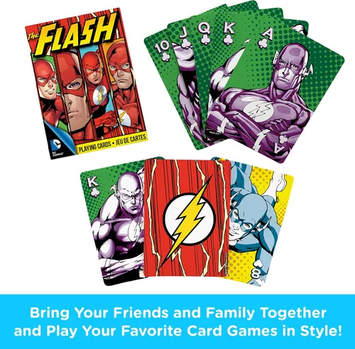 Vista 2 de AQUARIUS DC Comics Flash Playing Cards - Baraja de cartas con temática de flash para tus juegos de cartas favoritos, mercancía y coleccionables