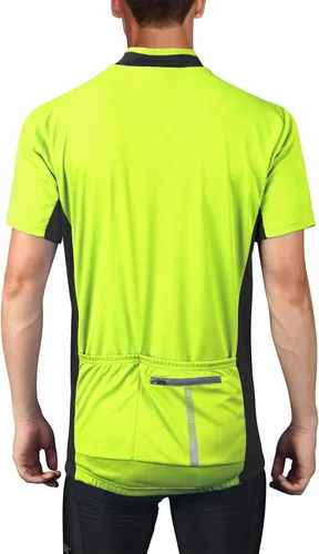 Vista 2 de bpbtti - Camiseta de ciclismo de manga corta para hombre, camiseta de ciclismo MTB con media cremallera frontal y 3 bolsillos posteriores