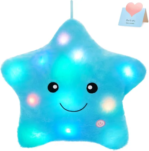 Vista 6 de WEWILL Almohada de felpa suave con estrella brillante LED de 9'' de la marca Wewill, almohada de peluche con luz estelar iluminada con luces