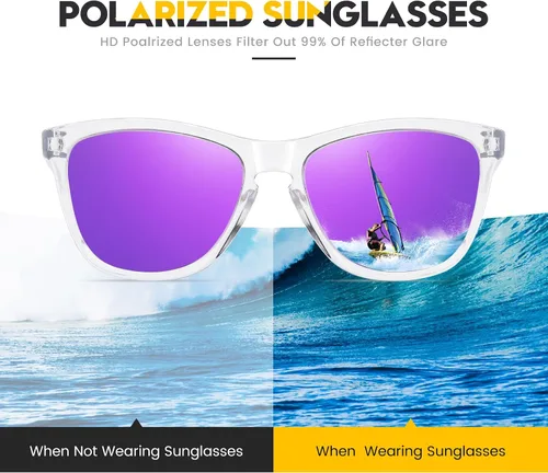 Vista 4 de Gafas de sol polarizadas para hombre y mujer, lentes de espejo retro para conducir, pescar, protección UV400