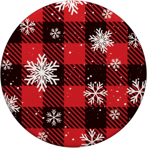 Vista 3 de Bonito patrón de cuadros navideños y copos de nieve para mujer, PopSockets estándar PopGrip