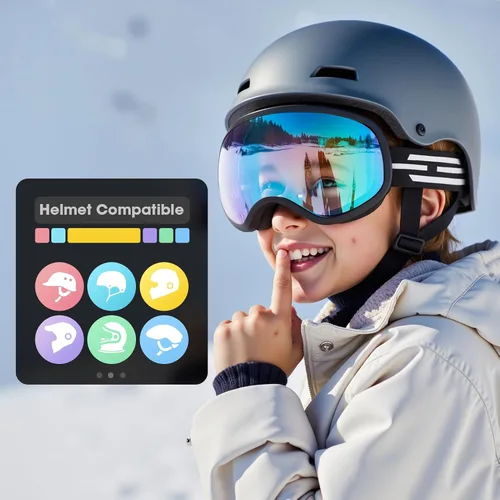 Vista 5 de Gafas de esquí para niños, gafas de esquí de nieve para niños, jóvenes, adolescentes, niños y niñas de 5 a 14 años