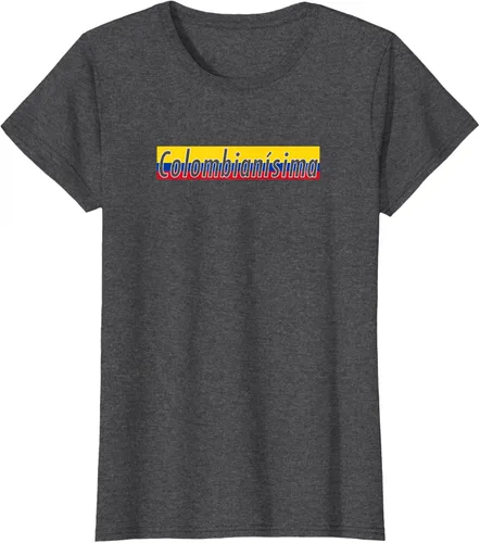 Vista 5 de Camisas Colombianisima Colombia para mujer Bandera de Colombia, Negro, S