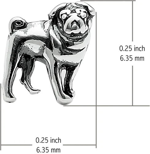 Vista 4 de Boma Joyería de plata de ley - Pendientes de tuerca para perro, Plata de ley
