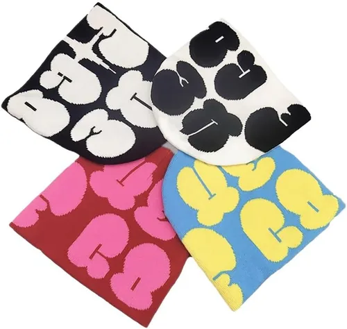 Vista 2 de Gorro unisex con letra Y2k con gráfico de letras cálidas para invierno
