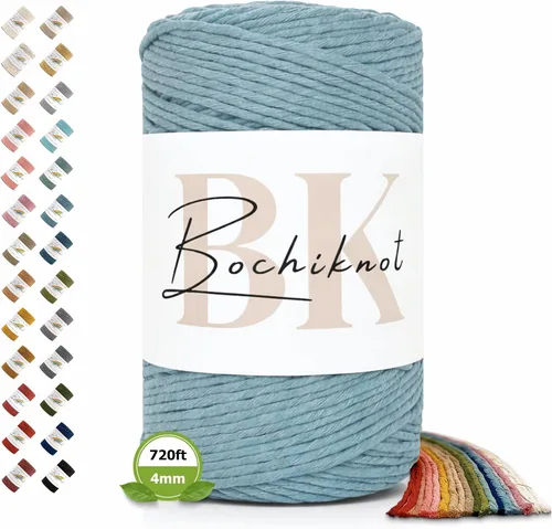 Vista 41 de BOCHIKNOT Cordón de macramé de 3 mm x 302 m - Cordón de macramé de hebra única para colgantes de pared, perchas de plantas - Cordón de macramé de 3