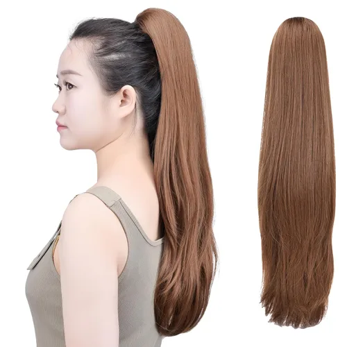 Vista 44 de SYXLCYGG Auburn Clip Cola de caballo Clip Cola de caballo Extensión de cola de caballo ondulado 10 pulgadas 3.5 oz pelo sintético falso pieza