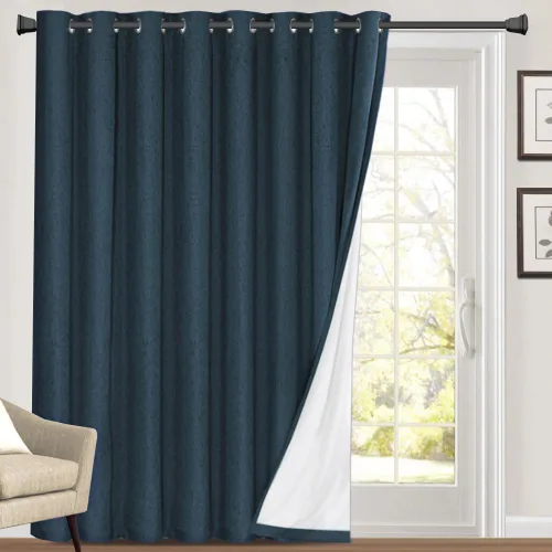 Vista 161 de Cortinas con textura de lino 100% opacas de 64 pulgadas de largo, juego de 2 paneles de cortinas de lino opacas con forro aislante térmico que Arena