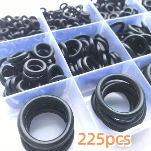 Vista 4 de Kit surtido de 225 juntas tóricas de goma, sellos resistentes al aceite para fontanería, automoción, HVAC, reparaciones de mantenimiento, color negro