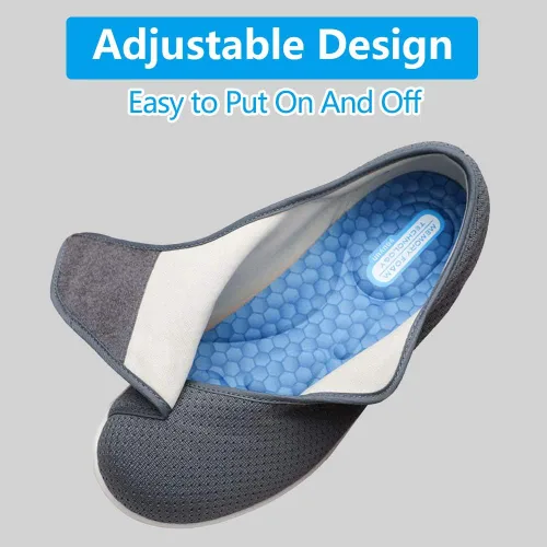 Vista 3 de Zapatos para diabéticos elegantes para mujer con soporte de arco, ancho extra ancho, para caminar, edema, correa ajustable, fácil de poner y quitar