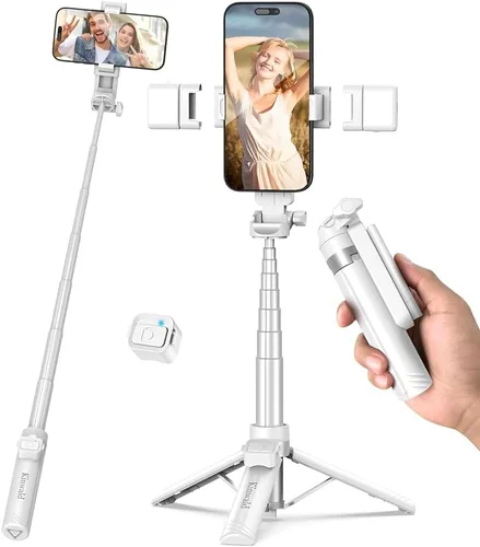 Vista 8 de Trípode para teléfono 3 en 1 con luces LED y control remoto, soporte de trípode extensible para selfie, portátil compacto con control remoto