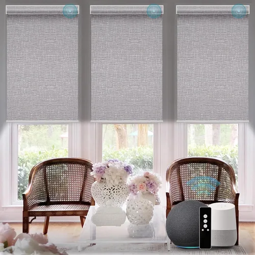 Vista 21 de SmartWings Z-Wave/Zigbee Smart - Persianas enrollables, vinilo beige Persianas motorizadas eléctricas 100% opacas con control remoto, persianas