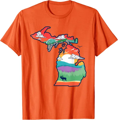 Vista 61 de Michigan Outside - Camiseta con ilustración artística