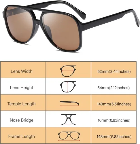 Vista 3 de Dollger Gafas de sol polarizadas estilo aviador retro para mujeres y hombres, montura grande clásica, gafas de sol vintage de los años 70