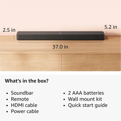 Vista 7 de Barra de sonido Amazon Fire TV Plus (último modelo) con subwoofer incorporado, 3.1 canales, Dolby Atmos, diálogos nítidos