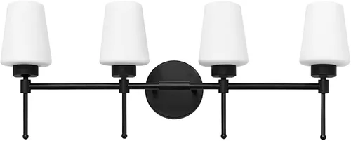 Vista 11 de Lámpara de baño de latón cepillado, 3 luces de 24 pulgadas, aplique de pared moderno con pantalla de vidrio para sobre el espejo, clasificación