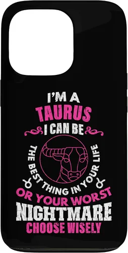 Vista 10 de Funda gráfica para iPhone 13 Pro Max con signo zodiacal divertido soy un tauro