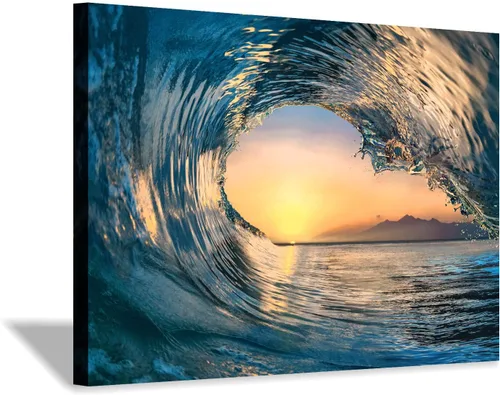 Vista 24 de Hardy Gallery Lienzo impreso con diseño de camino de playa: lienzo con imagen del océano costero, arte de pared tamaño pequeño para baño