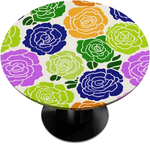Vista 59 de Pardick - Mantel redondo de textura de mármol con borde elástico de mármol gris, pequeño mantel redondo, mantel circular lavable para decoración