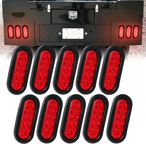 Vista 25 de 2 luces LED ámbar ovaladas para remolque, 6 pulgadas, luces LED ovaladas de parada, intermitentes, luces de freno de remolque lateral, lámpara de 2