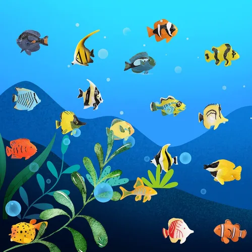 Vista 2 de SCAHOW 18 juguetes de peces tropicales para niños, juguetes surtidos de criaturas marinas en miniatura, peces de juguete falsos, mini figuras