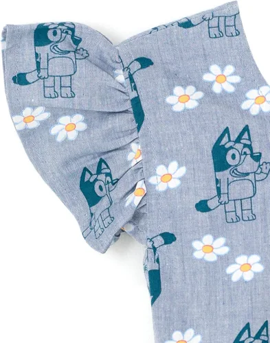 Vista 4 de Bluey Vestido skater de cambray floral de bebé a niño grande