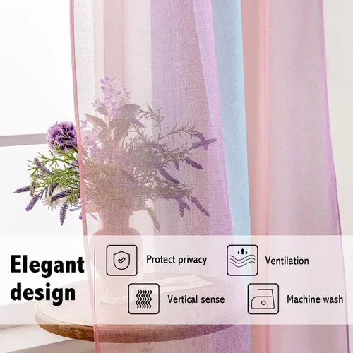Vista 5 de Anytime Paneles de Cortinas Transparentes Arcoíris para Sala de Estar Elegantes Juegos de Tratamiento de Ventanas Translúcidas Filtrantes de Luz