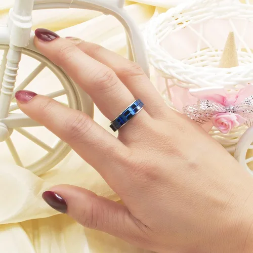 Vista 2 de AmorArtSky Anillos antiestrés para mujeres y hombres con ansiedad anillo giratorio de acero inoxidable de titanio, anillo para el pulgar, anillo