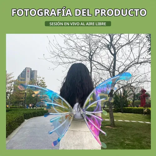 Vista 3 de GoolRC Alas de hadas iluminadas, alas de mariposa en movimiento con luces y música, ajustables, alas de mariposa LED para adolescentes, como