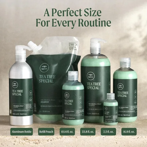 Vista 11 de Tea Tree Champú especial, limpieza profunda, refresca el cuero cabelludo, especialmente el cabello graso, para todo tipo de cabello