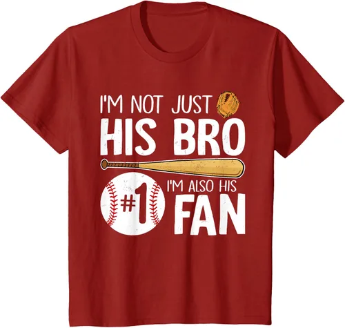Vista 78 de Camiseta Baseball Brother I'm Not Just His Bro I'm His Number One Fan, Negro